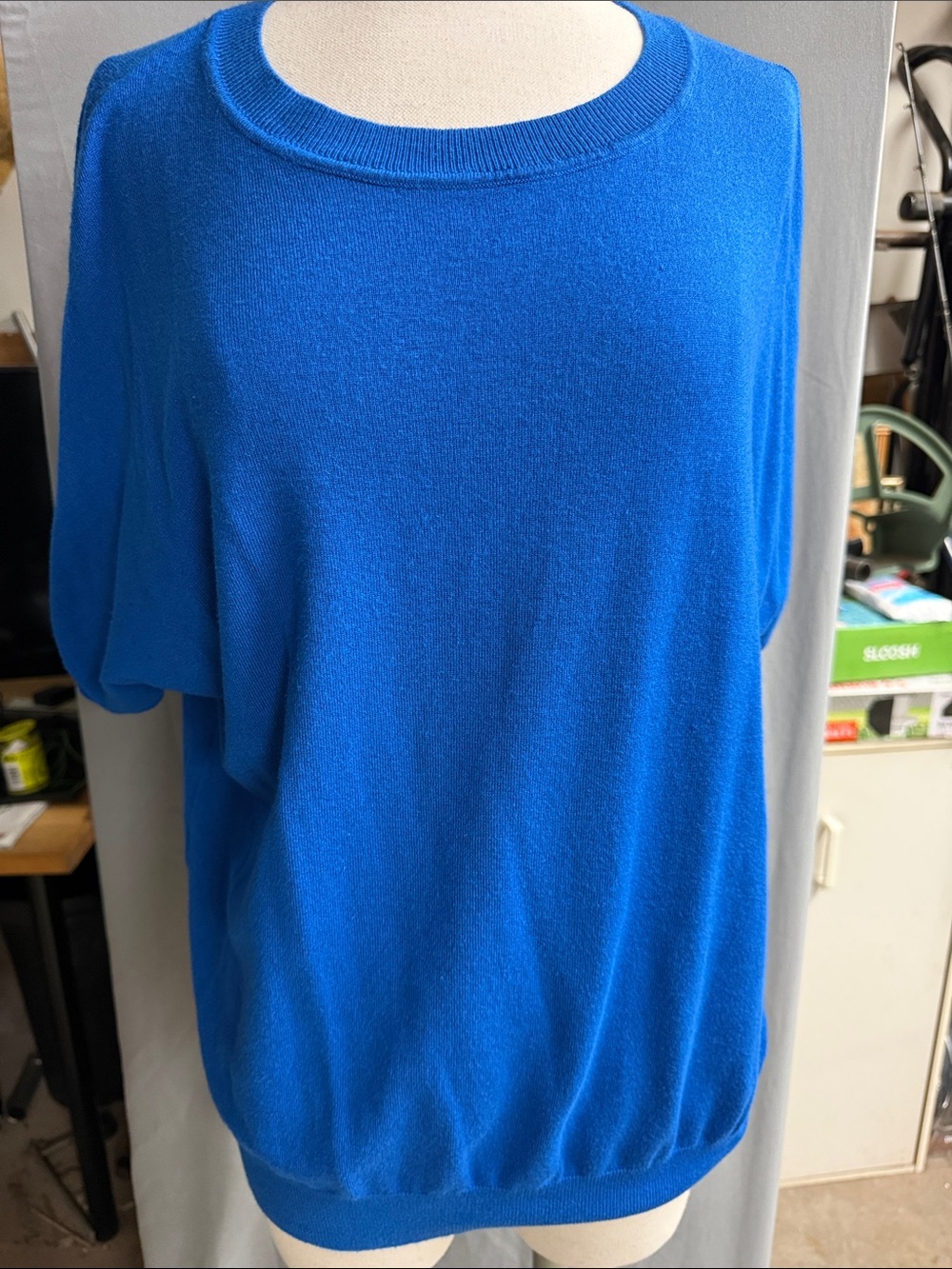 Classic Crewneck Raglan Sleeve Sweater Top in Royal Blue